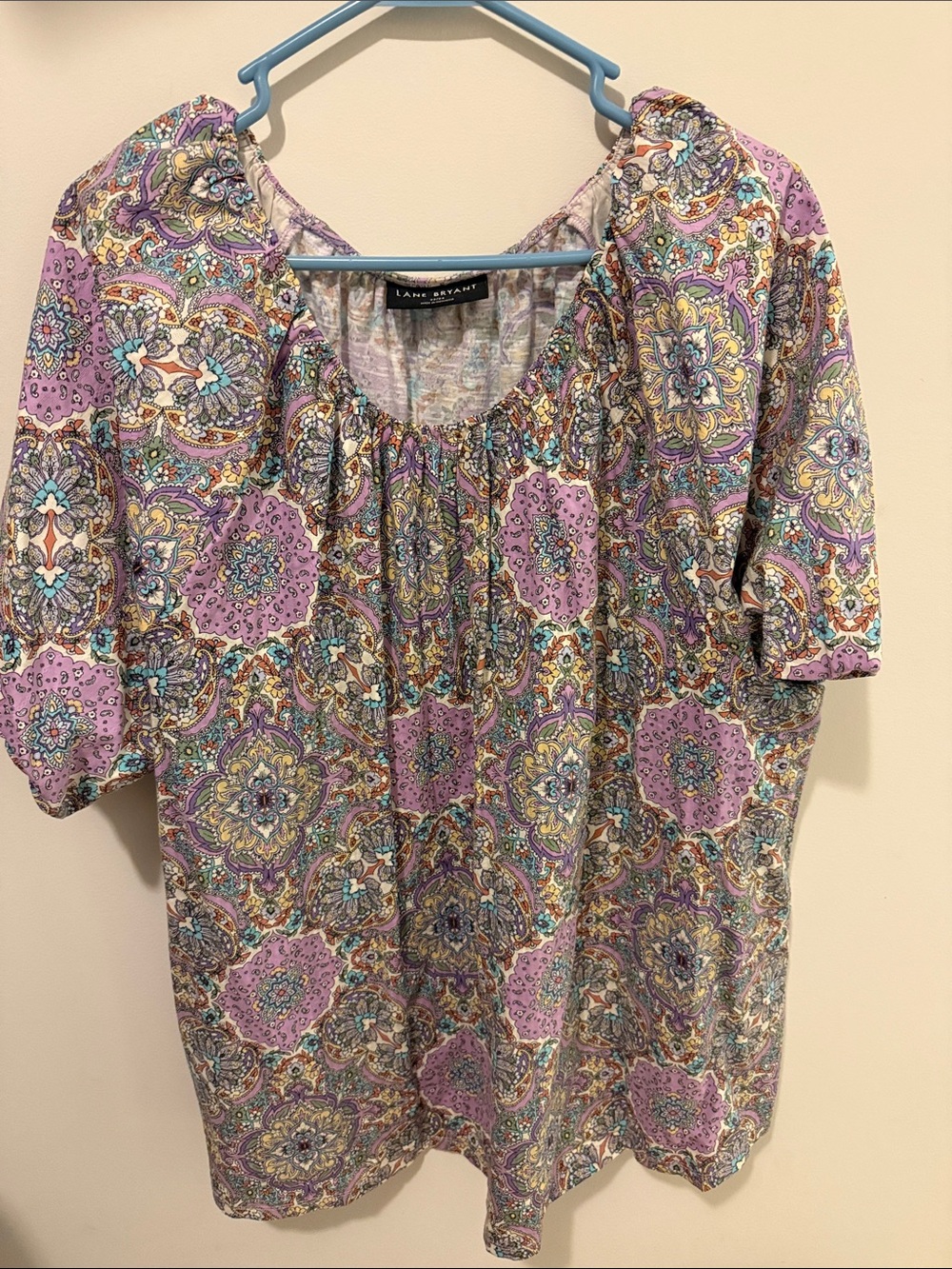 Lane Bryant Lavender Paisley Scoop-Neck Blouse
